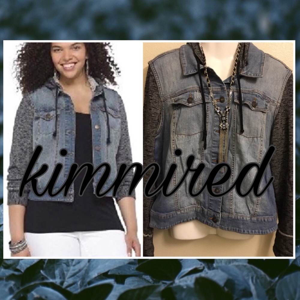 Plus Denim/Sweatshirt Hooded Jacket ~ XXL ~ EUC